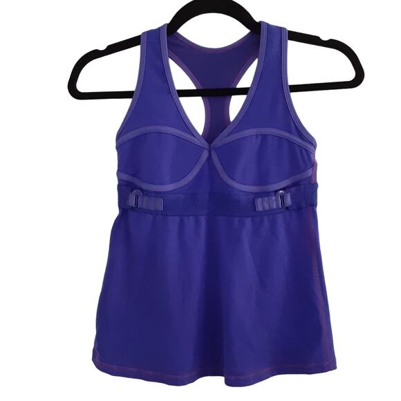 Lululemon All Out Tank Top Cinch Bust Underwire Sports Bra Purple Womens 6 - Picture 2 of 7